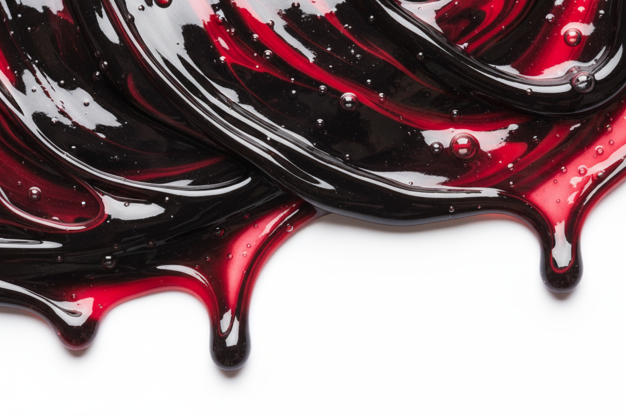 black and red slime with white back ground